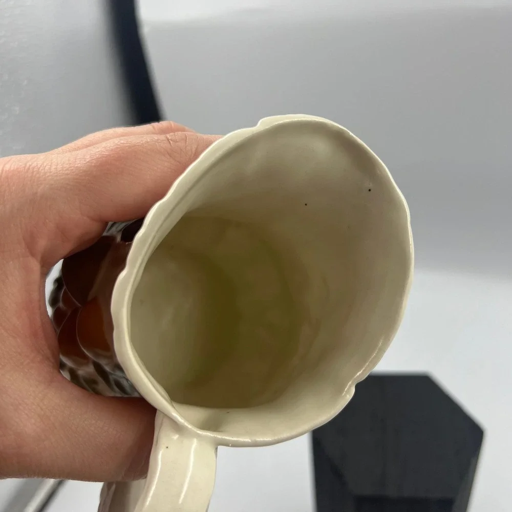 Vtg Ceramic Mushroom Toadstool CottageCore Mini Pitcher Creamer MCM Hand Painted